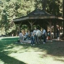 Tule Lake Linkville Cemetery Project 1989: Tour Participants Under a Gazeebo