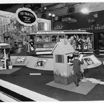 View of San Francisco County's exhibit booth at the California State Fair. This was the last fair held at the old fair grounds