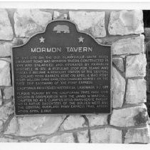 View of the plaque for the Mormon Tavern on the old Clarksville, White Rock Rd. and a remount station for the Pony Express in Sacramento, California State Landmark #699 Sacramento, County