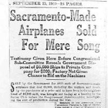 "Sacramento-Made Airplanes Sold For Mere Song"