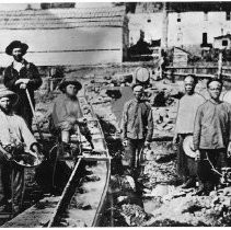 Copy of the Gold Rush era mining scene. Thought to be the Auburn Ravine. The orginial Daguerrotype is held by the California State Library