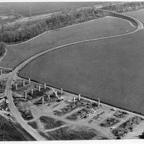 Pilings for new Jibboom bridge with park road going under it off Gardenland Highway