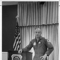 Col. Jerauld Gentry, Air Force Test Pilot. Caption reads, "...prestigious flying assignment."