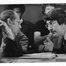 Eugene Gualco (on right) and unnamed man. An attorney, he was a Sacramento County Supervisor, an Assemblymember, and a Superior Court Judge