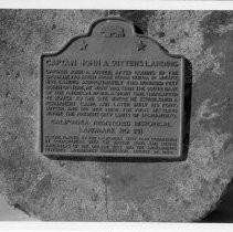 View of the plaque marking the site of John A. Sutter's landing in Sacramento in 1839,California State Landmark #591 in Sacramento County