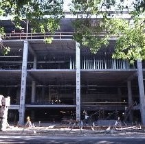 View of the construction site for Weinstock's Department Store on the K Street Mall or Downtown Plaza