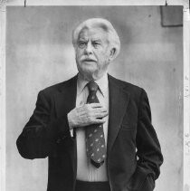 Irving P. Krick, American meteorologist and inventor; 3/4 length portrait with hand over heart