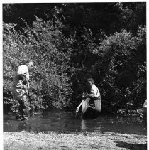 Photographs from Wild Legacy Book. Photograph, "Electro fishing, Navarro River, Mendocino County."