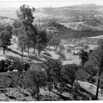 Construction equipment at the site of the New Melones Dam project