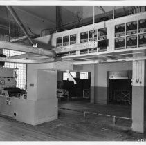 Interior view of the roll make up equipment room for Old Home and Betsy Ross Bread for Pioneer Baking Company