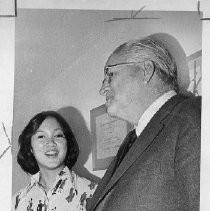 Harold T. "Bizz" Johnson, California state senator (1948-1958) and U.S. Congressman (1958-1981). Here, he is with Janice Lou,17, of Rocklin, whom he has nominated to the Air Force Academy