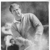 Bob Lunn, pro golfer, blasting out of sand trap at Byron Nelson Golf Classic