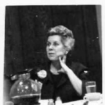 Irene Simpson Neasham, attending a meeting, Feb 1966