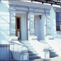 Old Sacramento. View of the Clarendon House apartment building on the corner of Second and L Streets