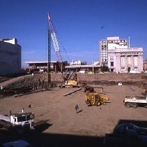 View of the construction for the Liberty House Department Store in the Downtown Plaza on K Street also known as the K Street Mall