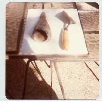 Photographs of landscape of Bolinas Bay. "Cast lead object, hollow (originally gold leafed) picked up by V. Aubrey Neasham from surface at suggested Drake fort site, May 20, 1978. West shore of Bolinas Lagoon, Marin County, Calif." V.A.N. 8-14-78"