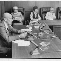 Alan Cranston US Senator, addressing a group