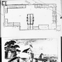 Floor Plan and Lithograph of Sutter's Fort