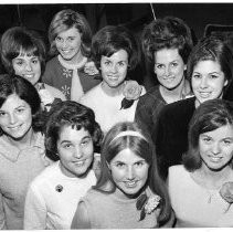 View of the nine candidates from three area colleges vying for the 1966 Camellia Festival Queen title