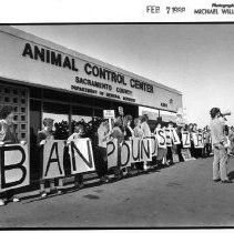 Animal rights activists demonstrate at the Sacramento County Animal Control Center