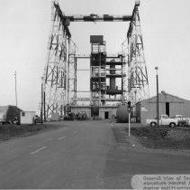 Alpha. General view of Test Stand 2 showing structure removed from Test Stand 2B during modifications for Saturn testing