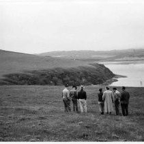 Photographs from Russian Fort Inspection at Bodega Bay. Group at Bodega Bay, May 13, 1954, L to R - R.S. Coon, L. Caywood, G.R. Hagens, Virginia Dennison, Rose Gaffney, A. Neasham. J. A. Hussey