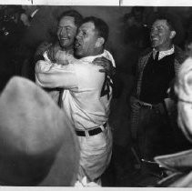 Stan Hack, left, gets a hug from Cub manager Charlie Grimm after a game-winning single in 1945 World Series Herb Hafif, Democratic Candidate for Governor in 1974 primary