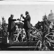 Exterior view of the ground breaking ceremony for Building 1 of the state capitol extension project in 1922