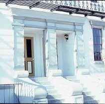 Old Sacramento. View of the Clarendon House apartment building on the corner of Second and L Streets