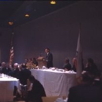 View of the festivities for the Sacramento Redevelopment Agency's groundbreaking ceremonies including speeches by local dignitaries