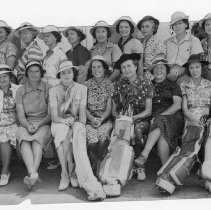 View of the women golfers at Del Paso Country Club. Mildred Schnetz in the back row, 6th from left