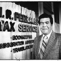 Manuel Ferrales, City Council District 1 outside his tax preparation office