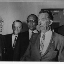 Thomas C. Lynch, California Attorney General, escorted into a labor dinner