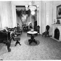 Stanford Home interior view, with piano