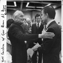 Jacques Cousteau and Governor Edmund "Jerry" Brown at a prayer breakfast