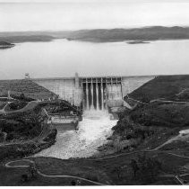 Water Flows in Dam Spillway