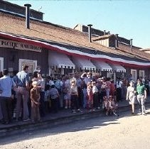 Old Sacramento historic district. View of the California State Railroad Museum