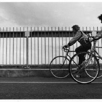 Bicycle Bridge-View of cyclists on the bicycle bridge in Goethe Park