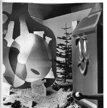 View of Inyo County's exhibit booth at the California State Fair. This was the last fair held at the old fair grounds