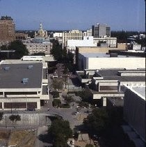 Aerial view looking east along the K Street Mall from 4th Street