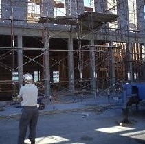 Old Sacramento. View of the Fratt Building under construction at 2nd and K Streets