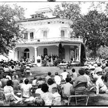 Caption reads: "More than 500 persons attended the official dedicatory ceremony of the Bidwell Mansion State Historical Monument."