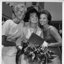 Wendy Douglas, center, Miss California of 1963 flanked by Miss Sacramento, Jeanne Venables, left and Delsa Keaton Muth, Miss Sacramento, 1954 on the right