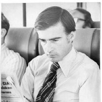 Edmund "Jerry " Brown, Jr., on airplane