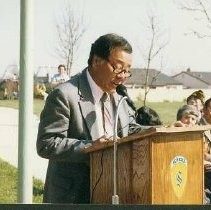 Walerga Park Plaque Dedication: Unidentified Speaker at Podium