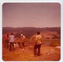 Photographs of landscape of Bolinas Bay. Archaeologists working