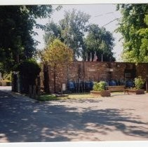 Exterior view of the Sacramento City Cemetery Mortuary Chapel and Archives Office on the grounds of the cemetery