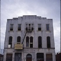 Views of redevelopment sites showing hotels, theaters, restaurants and other businesses. This view shows Ebner's Hotel on K Street between Front and 2nd Streets