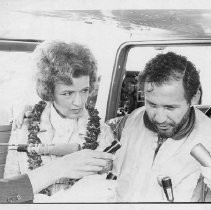 Dr. Alvin Marks, pilot and owner of Skymark Airlines. Here, with his wife Phoebe at the end of his trip