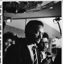 Jesse Jackson, the civil rights activist, founder of Rainbow/PUSH, and Baptist minister who ran for president in 1984 and 1988 and served as the first U.S. Shadow Senator from D.C. He is at a press conference at the Hyatt Wilshire Hotel, L.A